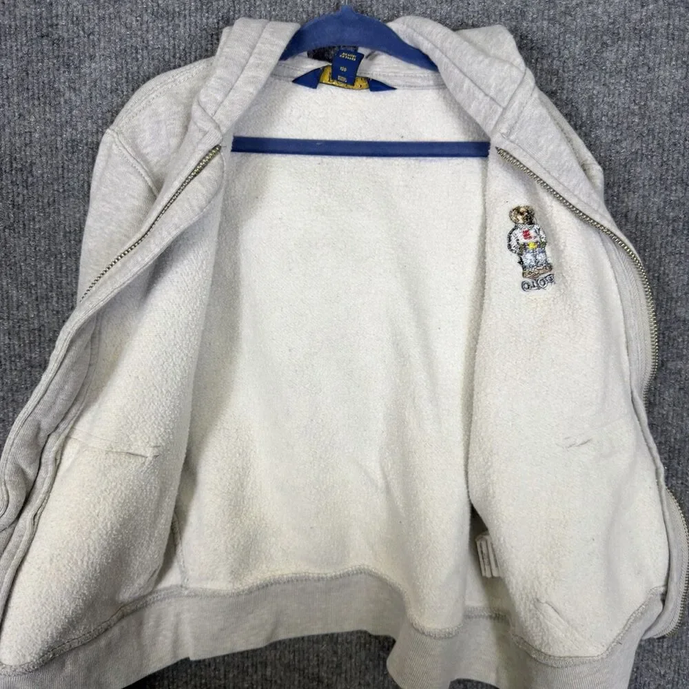 Polo Ralph Lauren Boys Gray Polo Bear Full Zip Hoodie Sweatshirt Boys Size 6